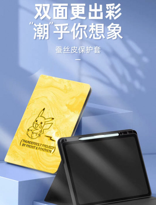 Japanese Cartoon Pokemon Protect Case with Pen Holder | Pikachu Charmander Charizard Rayquaza Snoriax Gengar - iPad Mini 4,5,6,7 / iPad Air / iPad Pro 2025 2024 2022 2021 2020 2018