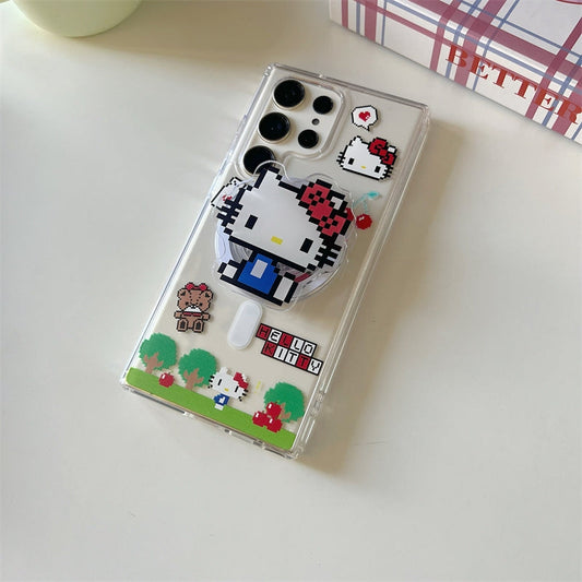 Japan Style Magnetic Case | Pixel Hello Kitty with Phone Stand - Phone Case Samsung Galaxy S24 S23 S22 Plus Ultra KawaiiGiftLand