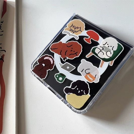 Korea Style Magnetic Case with Phone Stand | Lovely Poodle Dog - Phone Case Samsung Galaxy Z Flip 3 4 5 KawaiiGiftLand