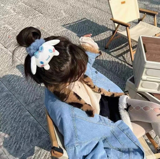 Lay Down Fluffy Hair Tie My Melody Kuromi Cinnamoroll Pompompurin Accessory KawaiiGiftLand