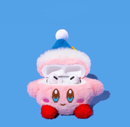 Japanese Cartoon Pink Monster Starkabi with Blue Hat Plush Doll Style AirPods AirPodsPro AirPods3 AirPods4 Case KawaiiGiftLand