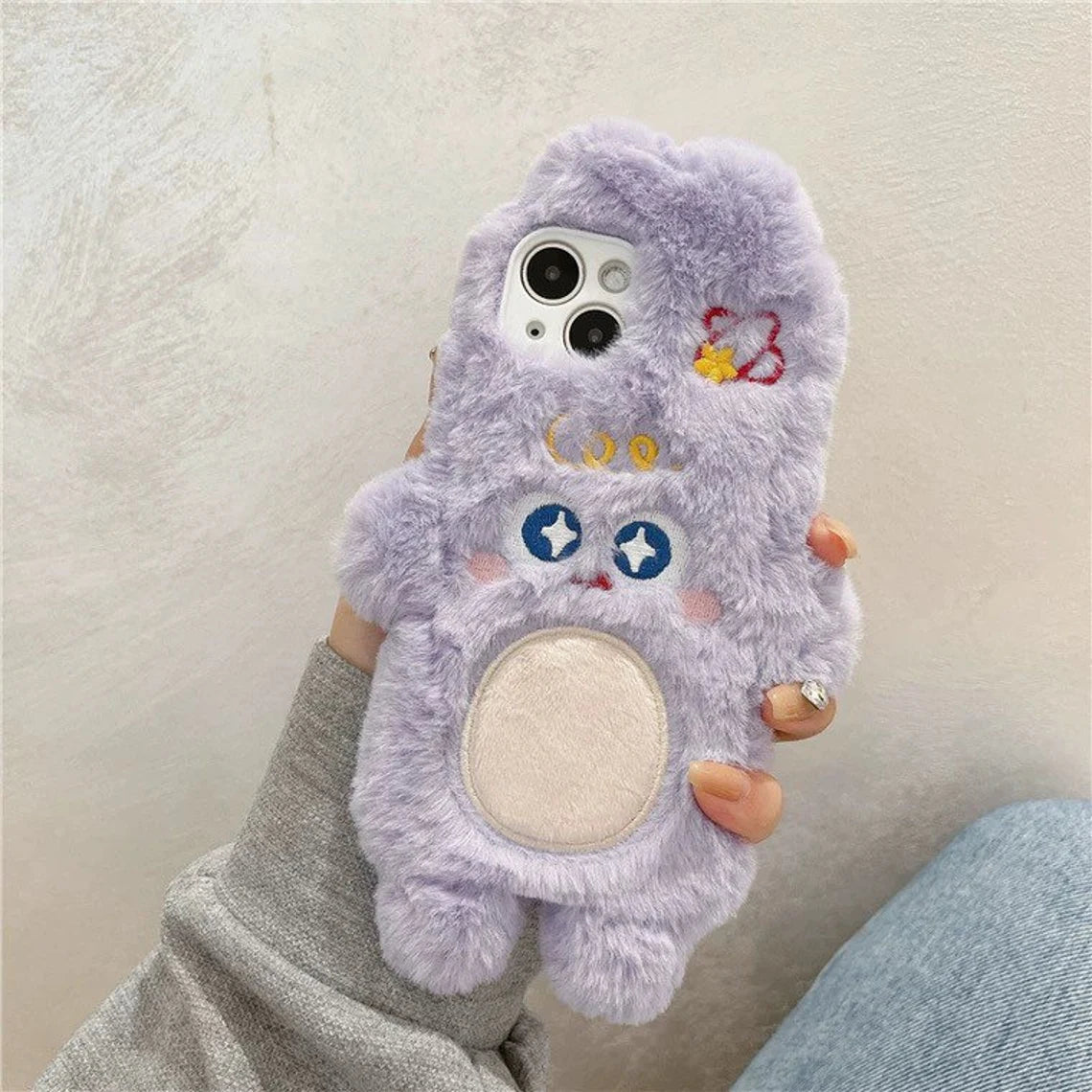 Plush Purple Rabbit Fluffy iPhone Case 11 12 13 14 Pro Promax KawaiiGiftLand