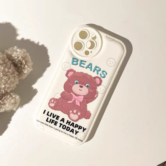 Happy Bear iPhone Case XS XR X 11 12 13 Pro Promax KawaiiGiftLand