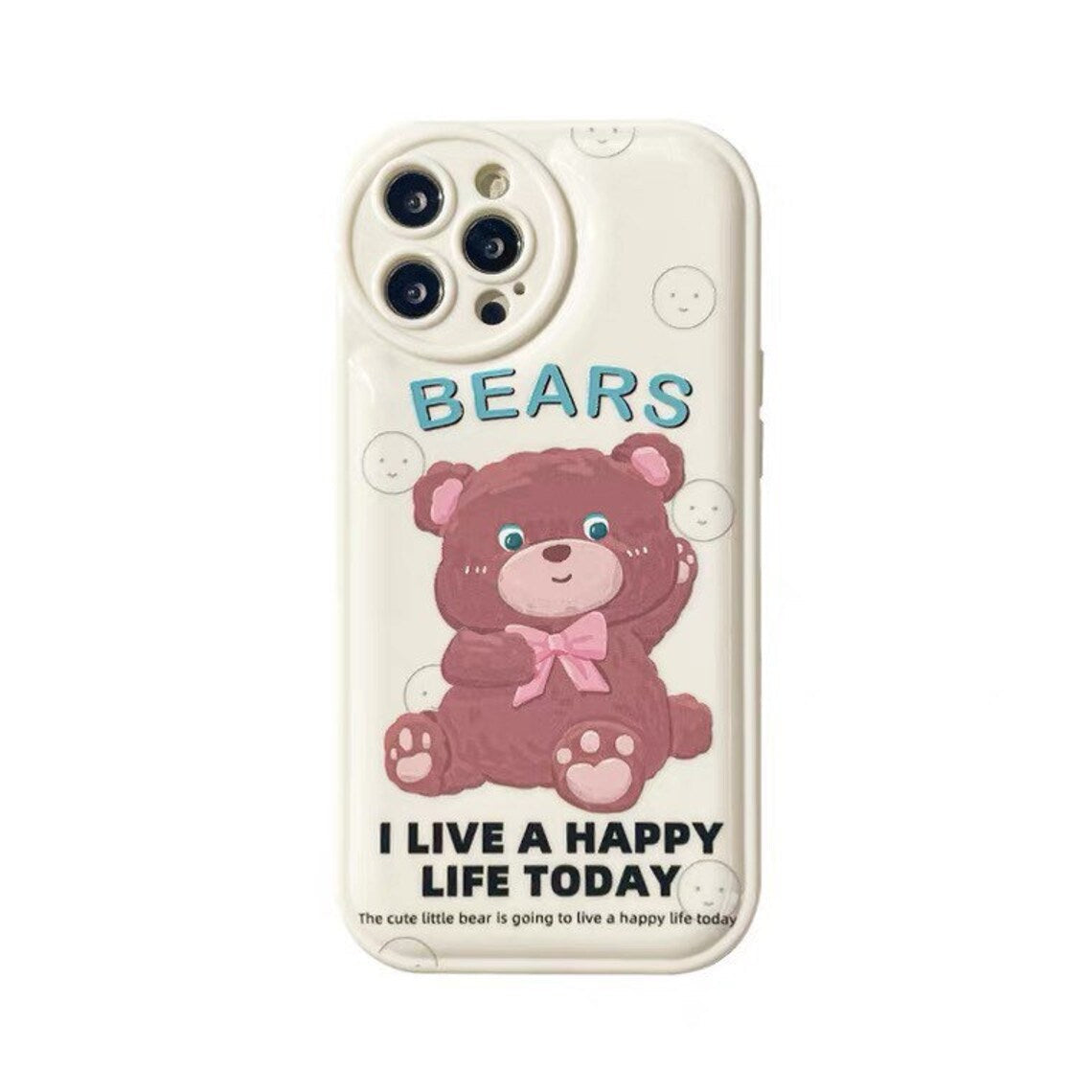 Happy Bear iPhone Case XS XR X 11 12 13 Pro Promax KawaiiGiftLand