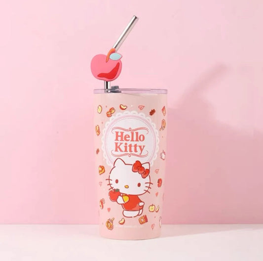 Sanrio My Melody Kuromi Cinnamoroll Hello Kitty with Fruity Insulated Tumbler with Straw Warm Cool Lovely Cup KawaiiGiftLand