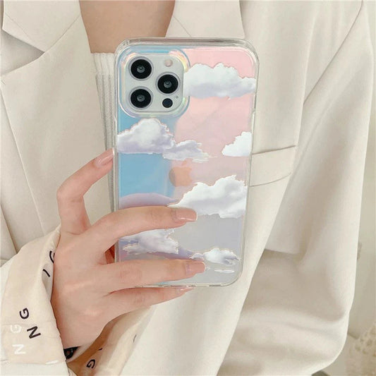 Like Real Sky with Clouds Aurora Laser iPhone Case 11 12 13 14 15 Pro Promax KawaiiGiftLand