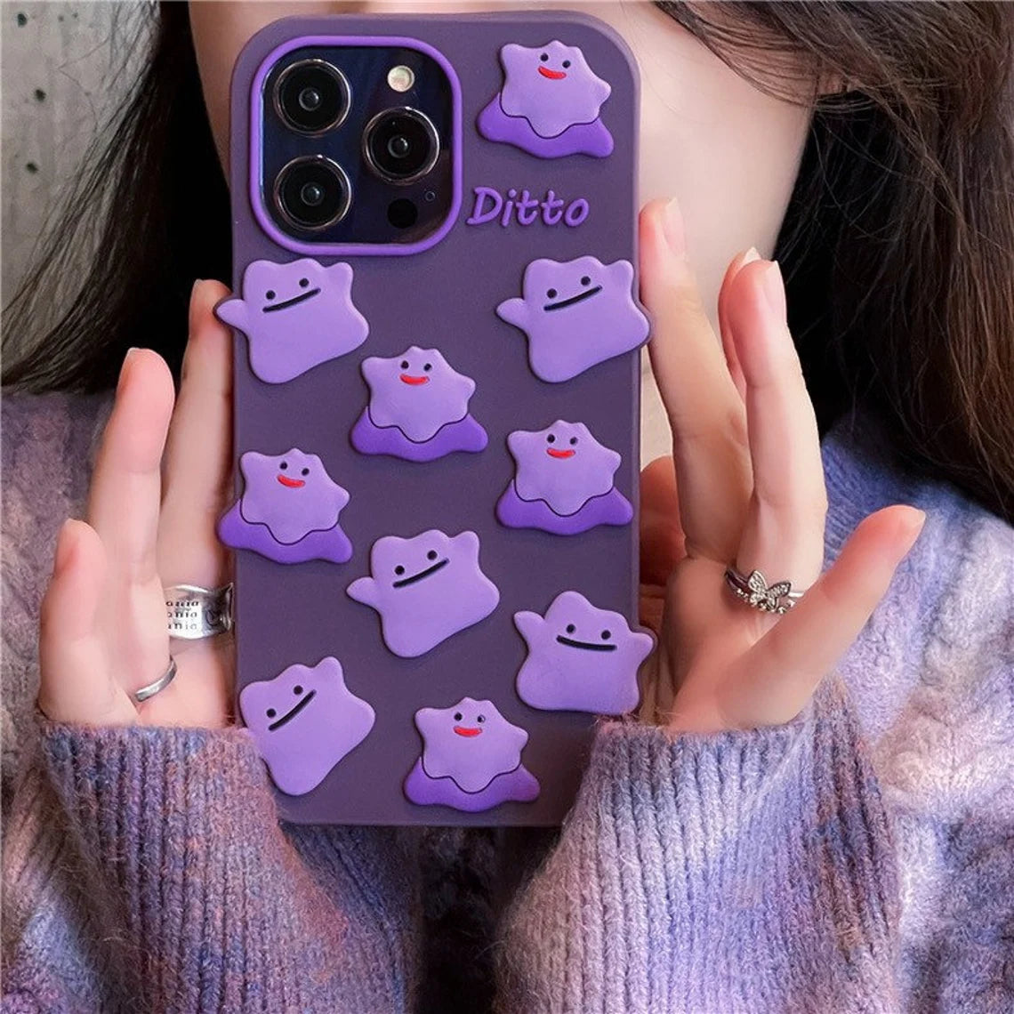 Pok mon Ditto Purple Soft iPhone Case XS XR X 11 12 13 14 15 Pro