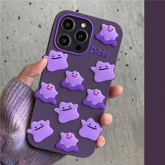 Pokémon Ditto Purple Soft iPhone Case XS XR X 11 12 13 14 15 16 Pro Promax KawaiiGiftLand