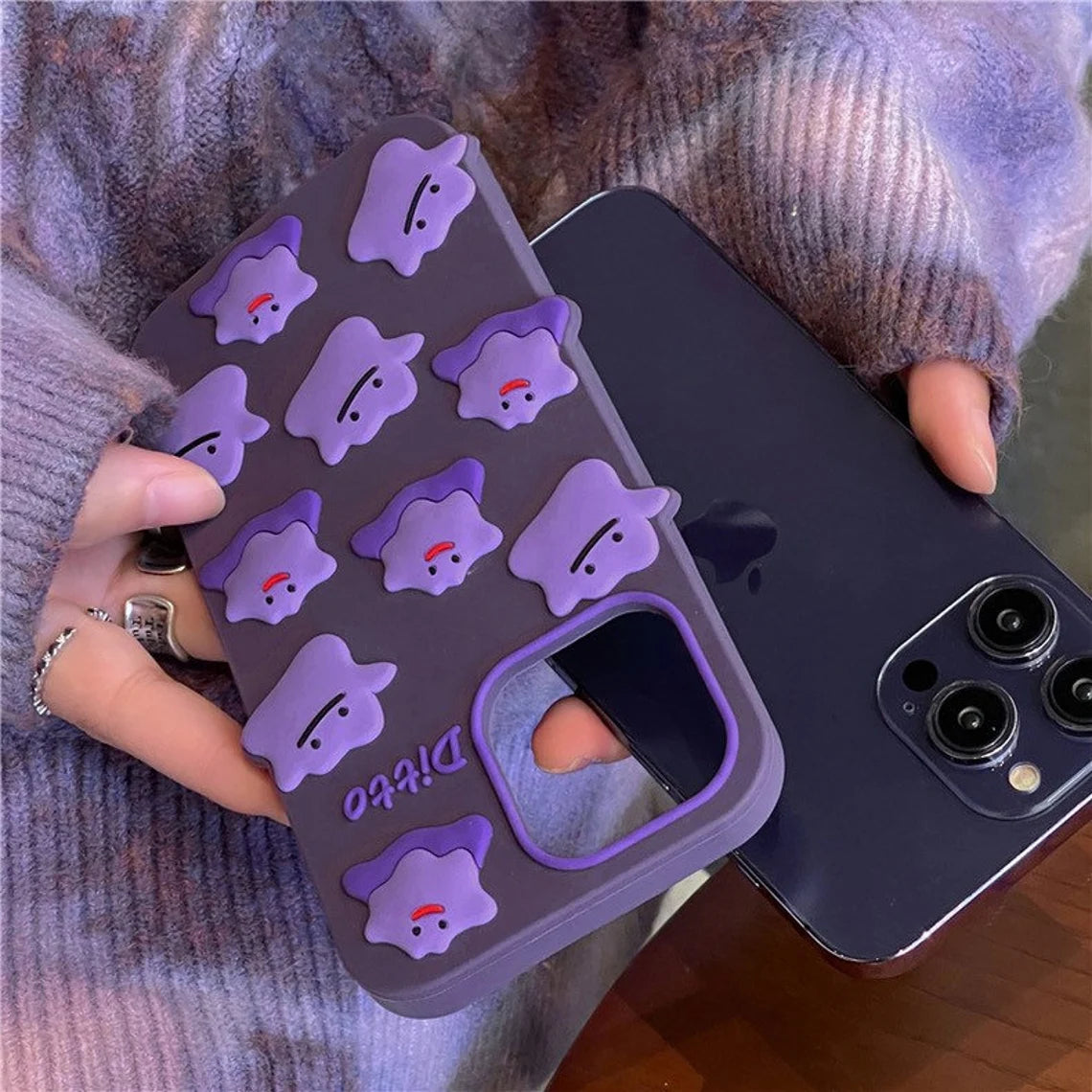 Pokémon Ditto Purple Soft iPhone Case XS XR X 11 12 13 14 15 16 Pro Promax KawaiiGiftLand