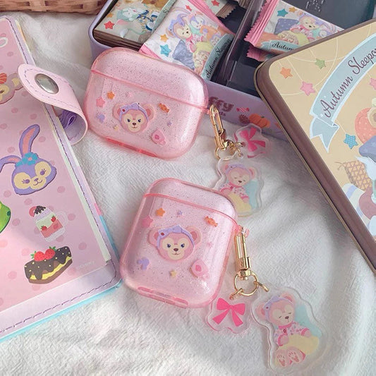 Cute Cartoon Teddy Bear AirPods AirPodsPro AirPods3 Case Purple Pink KawaiiGiftLand