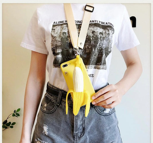 Funny Banana Yellow Soft iPhone case Kawaii Lovely Cute Lolita iPhone 11 12 13 14 15 Pro Promax KawaiiGiftLand