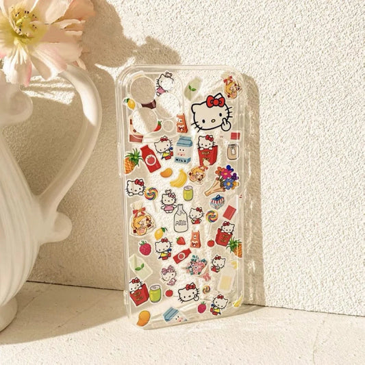Japanese Cartoon Hello Kitty Stickers iPhone Case 6 7 8 PLUS SE2 XS XR X 11 12 13 14 15 16 Pro Promax 12mini 13mini KawaiiGiftLand