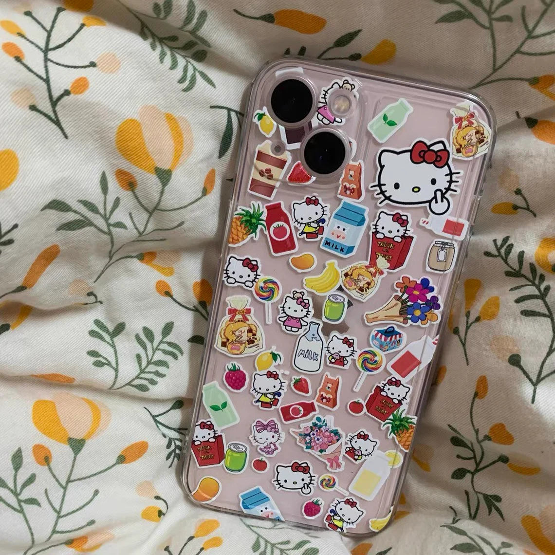 Japanese Cartoon Hello Kitty Stickers iPhone Case 6 7 8 PLUS SE2 XS XR X 11 12 13 14 15 16 Pro Promax 12mini 13mini KawaiiGiftLand