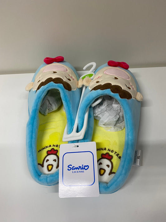 Sanrio Minna No Tabo Blue Soft Big Head Slippers KawaiiGiftLand