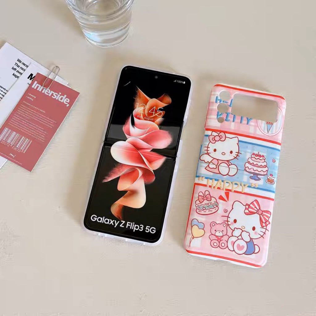 Japanese Cartoon Samsung Galaxy Z Flip 3 4 5 W23 Filp KT Carnival & Party Phone Case KawaiiGiftLand