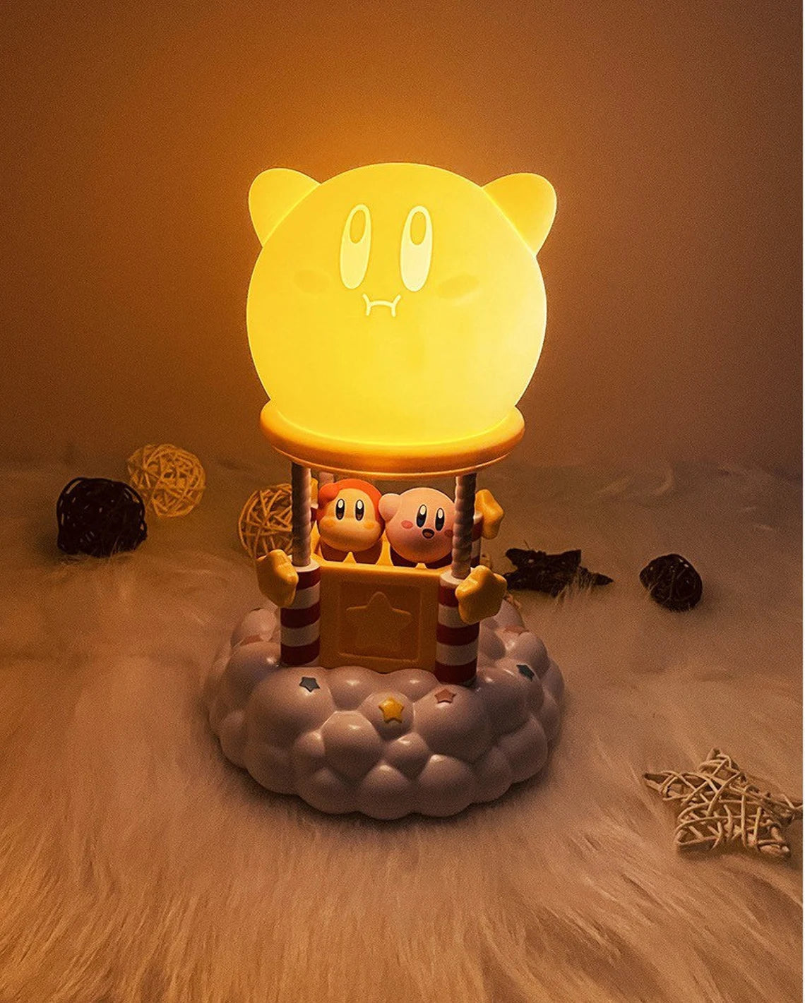 Japan Starkabi Kirby Poyo with Friend Fire Balloon on Cloud LED Night Light KawaiiGiftLand