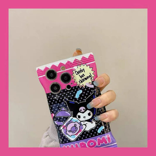 Japanese Cartoon KU Fruit Candy Snack Packing iPhone Case XS XR X 11 12 13 14 Pro Promax KawaiiGiftLand