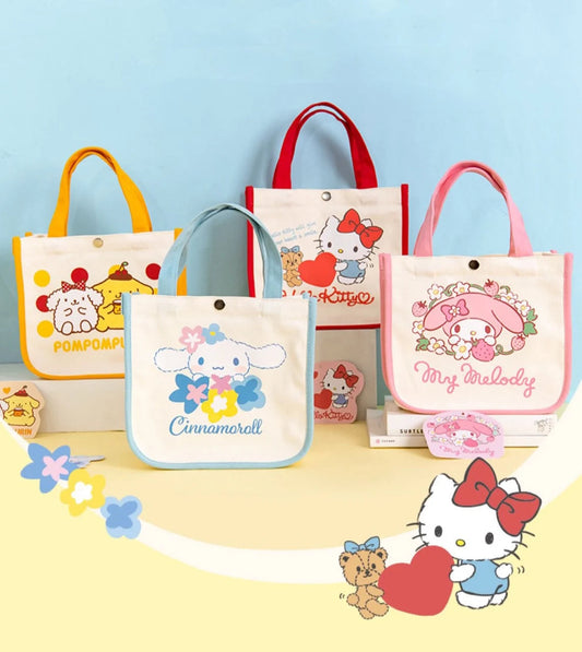 Sanrio 2ways Tote Bag | Hello Kitty My Melody Kuromi Cinnamoroll Pompompurin - Shoulder Bag Handbag KawaiiGiftLand