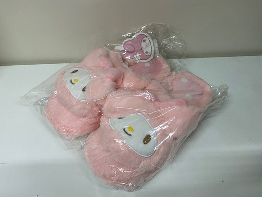 Sanrio My Melody Pink Fluffy Big Head Fur Winter Slippers KawaiiGiftLand