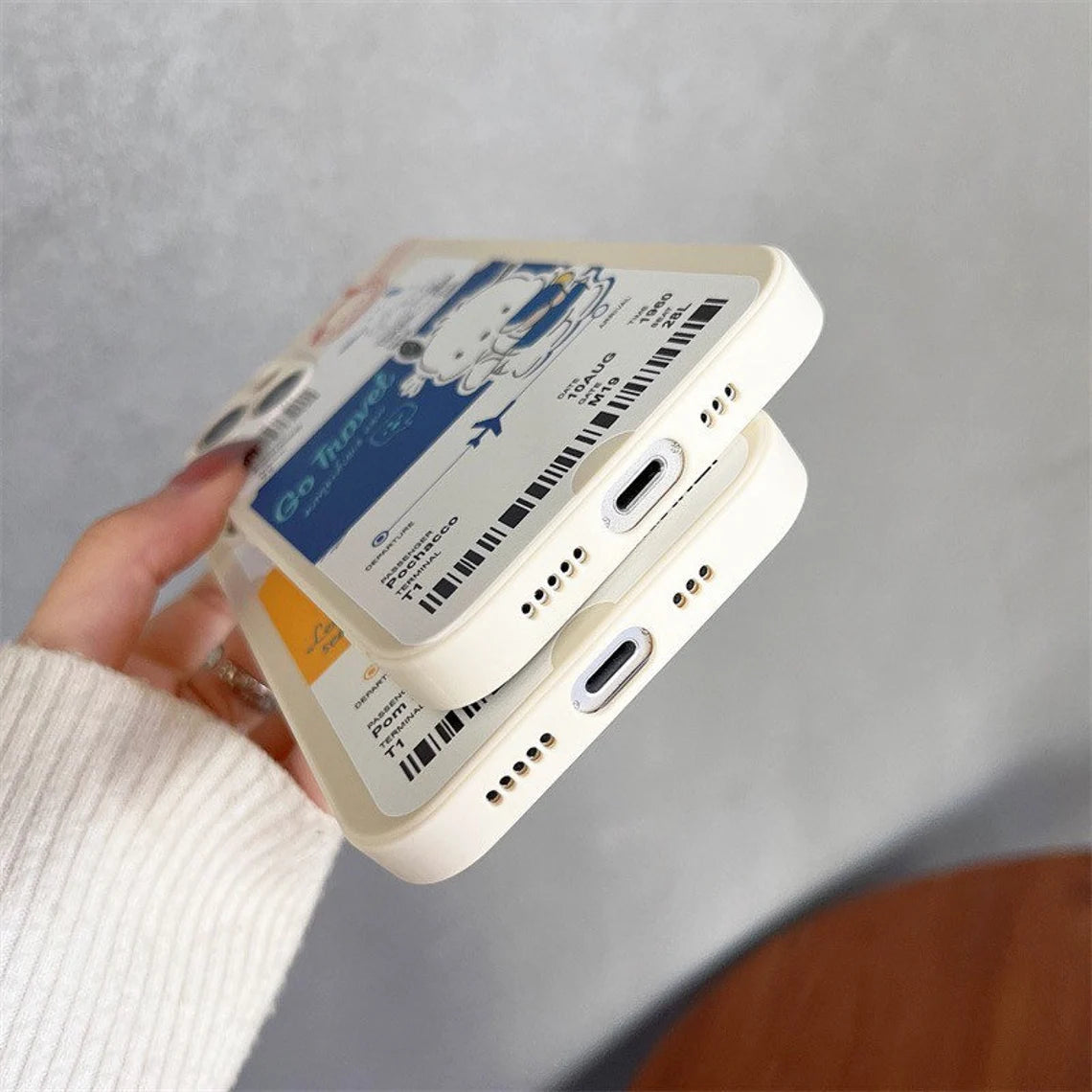 Japanese Cartoon Travel Ticket Pompompurin Pochacco iPhone Case 6 7 8 XS XR X 11 12 13 14 15 16 Pro Promax 12mini 13 mini KawaiiGiftLand