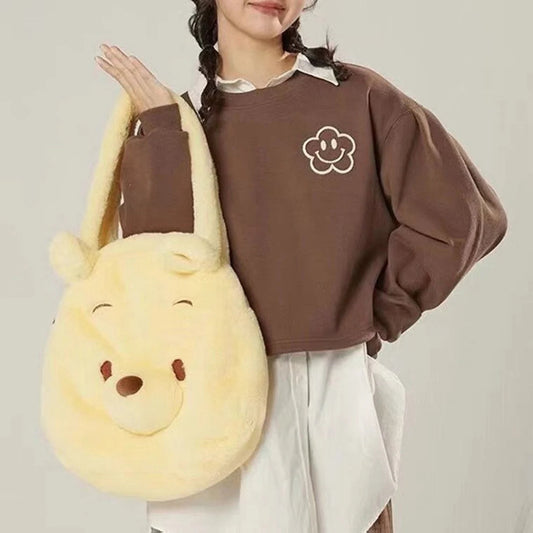Disney Winnie The Pooh Fluffy Big Head Yellow Shoulder Bag *can put in iPad KawaiiGiftLand