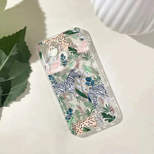 Zebra Leopard Forest Style iPhone Case 6 7 8 PLUS SE2 XS XR X 11 12 13 14 15 Pro Promax 12mini 13mini
