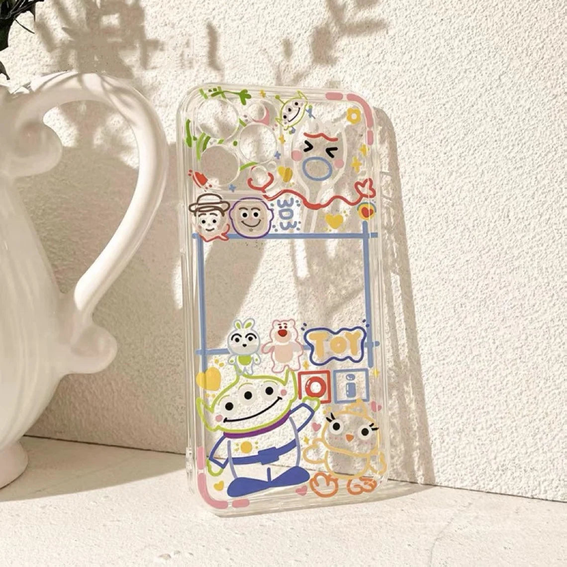 Cute Green Alien with Friends Colourful Line iPhone Case 6 7 8 PLUS SE2 XS XR X 11 12 13 14 15 16 Pro Promax 12mini 13mini KawaiiGiftLand