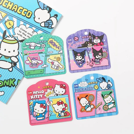 Sanrio Comics Style Hello Kitty Kuromi Cinnamoroll Pochacco Magnetic Book Clip Bookmark Set KawaiiGiftLand