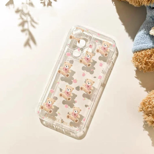 Teddy Bear with Rose iPhone Case 6 7 8 PLUS SE2 XS XR X 11 12 13 14 15 Pro Promax 12mini 13mini KawaiiGiftLand