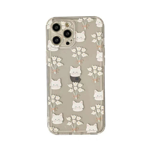 Kitten Mew with Flower Forest Style iPhone Case 6 7 8 PLUS SE2 XS XR X 11 12 13 14 15 Pro Promax 12mini 13mini KawaiiGiftLand
