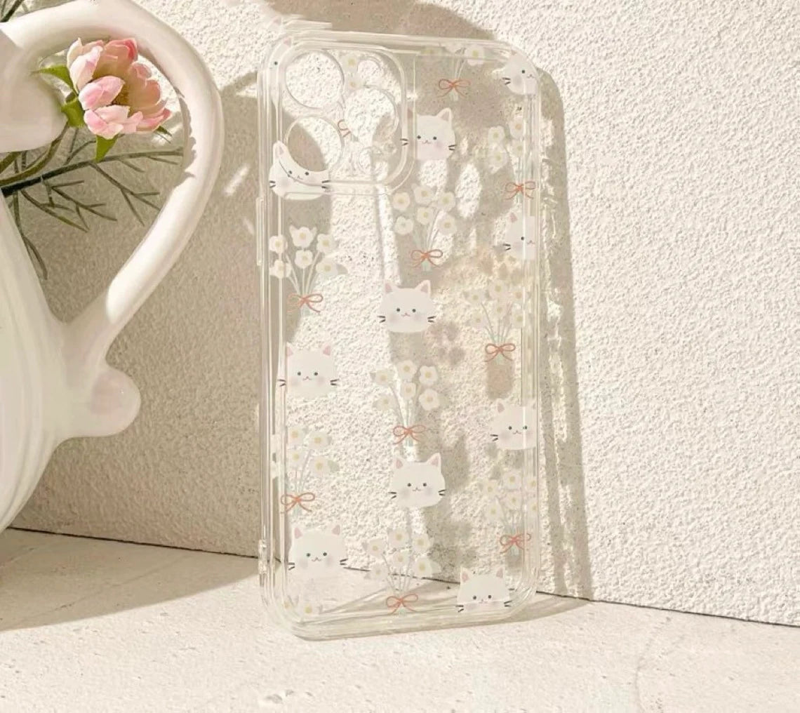 Kitten Mew with Flower Forest Style iPhone Case 6 7 8 PLUS SE2 XS XR X 11 12 13 14 15 Pro Promax 12mini 13mini KawaiiGiftLand