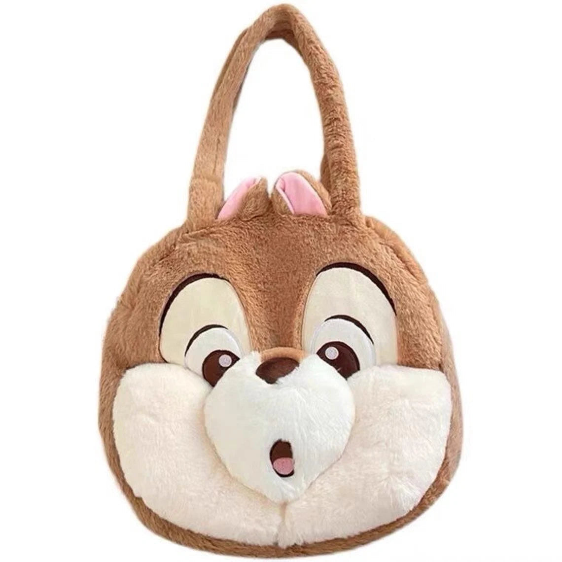 Disney Chip and Dale Fluffy Big Head Brown Shoulder Bag * can put in iPad KawaiiGiftLand