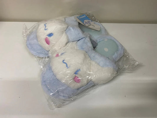 Sanrio Cinnamoroll Blue Fluffy Big Head Fur Winter Slippers KawaiiGiftLand