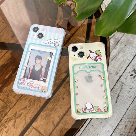 Japanese Cartoon CN Blue PC Yellow Card Photo Holder iPhone Case 7 8 PLUS X 11 12 13 14 15 16 Pro Promax KawaiiGiftLand