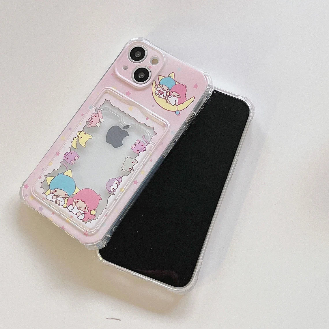 Japanese Cartoon KT with Bears Little Twin Stars with friends Pink Card Photo Holder iPhone Case 7 8 PLUS X 11 12 13 14 15 16 Pro Promax KawaiiGiftLand