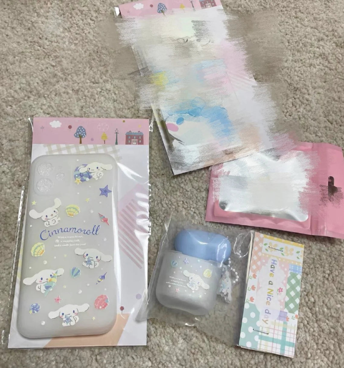 Japanese Cartoon Cinnamoroll with Shells AirPods AirPodsPro AirPods3 Case Baby Blue and White KawaiiGiftLand