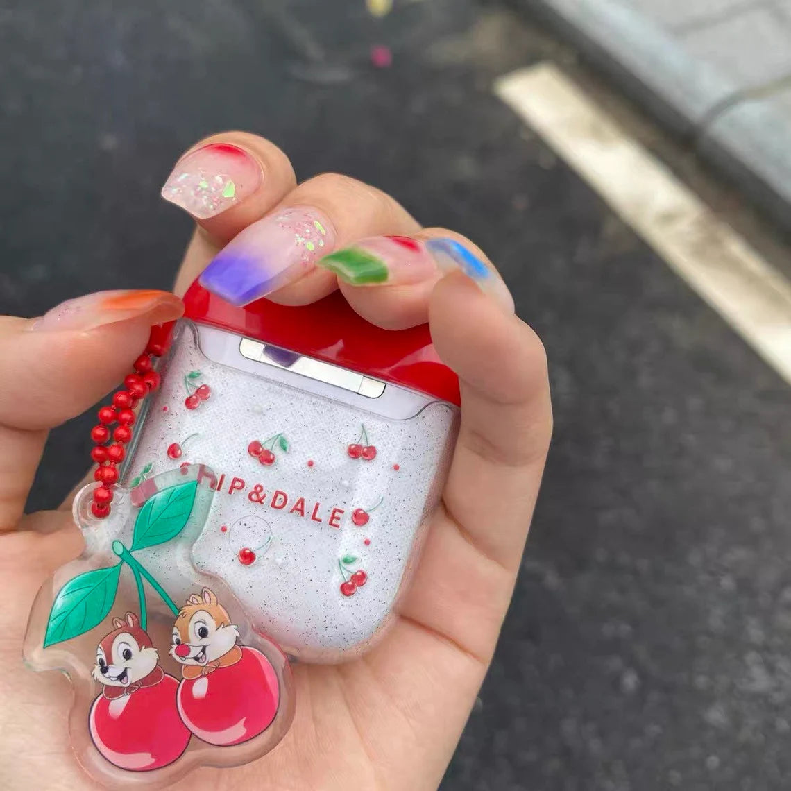 Cute Squirrel Chip Dale with Cherry AirPods AirPodsPro AirPods3 AirPodsPro2 Case Red and White KawaiiGiftLand