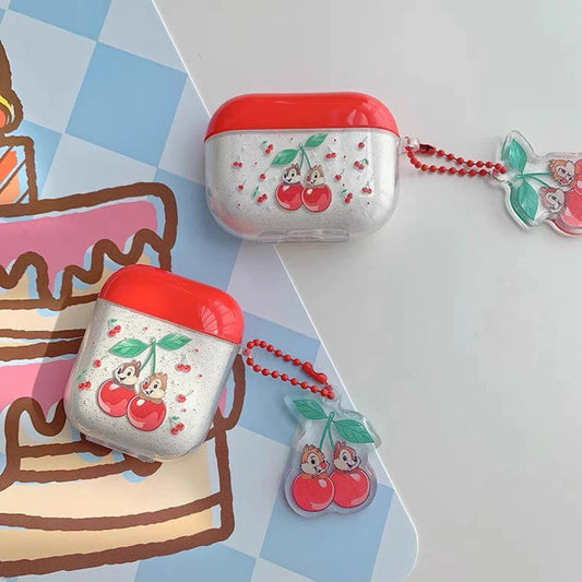 Cute Squirrel Chip Dale with Cherry AirPods AirPodsPro AirPods3 AirPodsPro2 Case Red and White KawaiiGiftLand