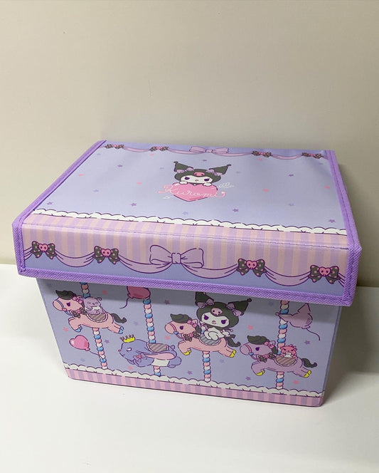 Sanrio Merry Go Round Storage Box with Cover | Hello Kitty My Melody Kuromi Little Twin Stars Cinnamoroll Sanrio Friends - Bedroom Girl Gift KawaiiGiftLand