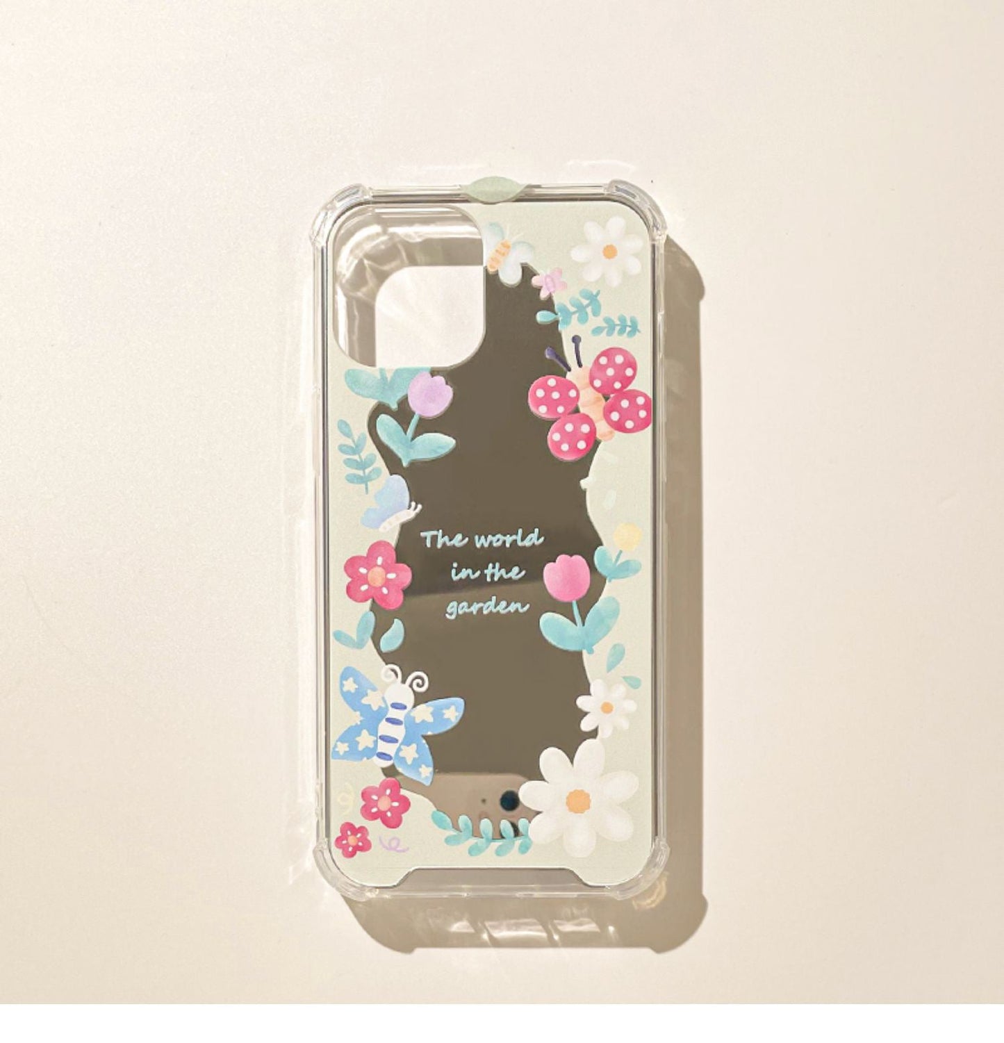 Flower Butterfly Frame with Mirror iPhone Case XS XR X 11 12 13 14 15 Pro Promax 12mini 13mini KawaiiGiftLand