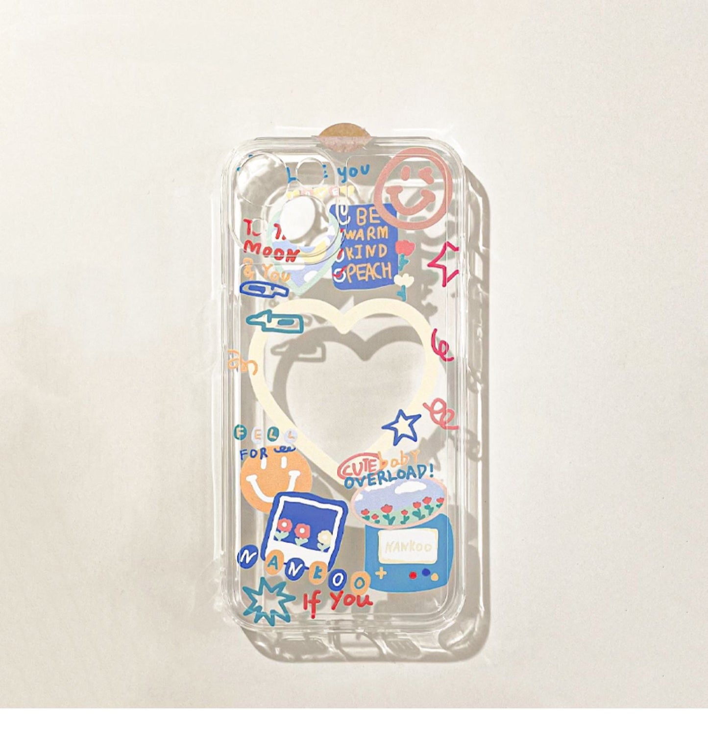 Funny Happy with Heart for Photo Korea Street Style iPhone Case 6 7 8 PLUS SE2 XS XR X 11 12 13 14 15 Pro Promax 12mini 13mini KawaiiGiftLand