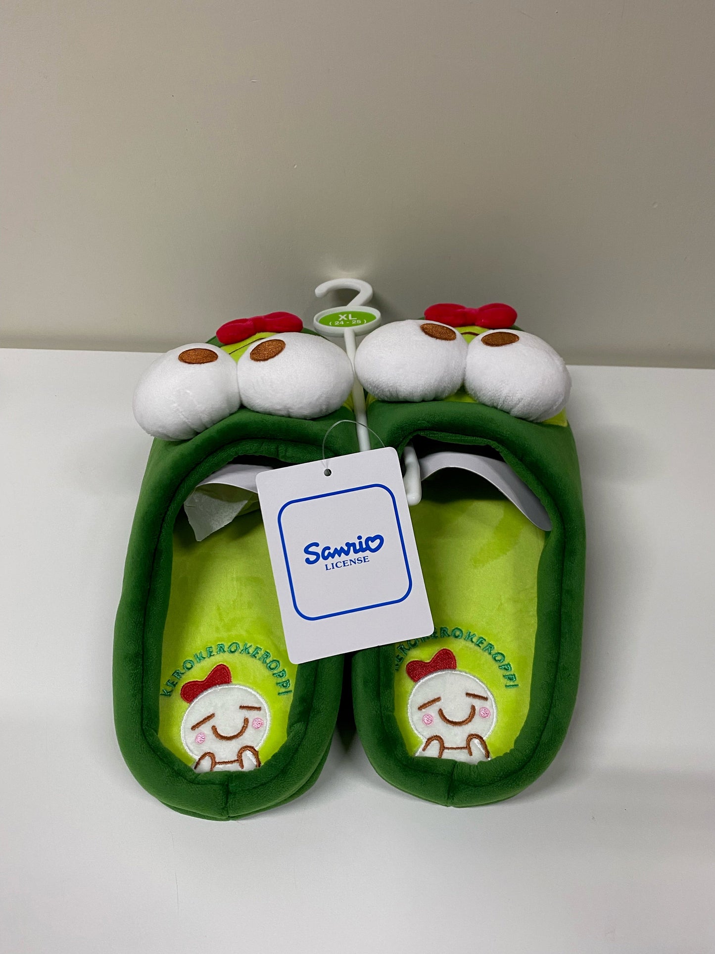 Sanrio KeroKeroKeroppi Green Soft Big Head Slippers KawaiiGiftLand