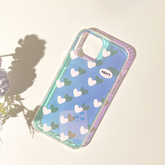 Happy Hearts Laser iPhone Case 11 12 13 14 15 Pro Promax KawaiiGiftLand