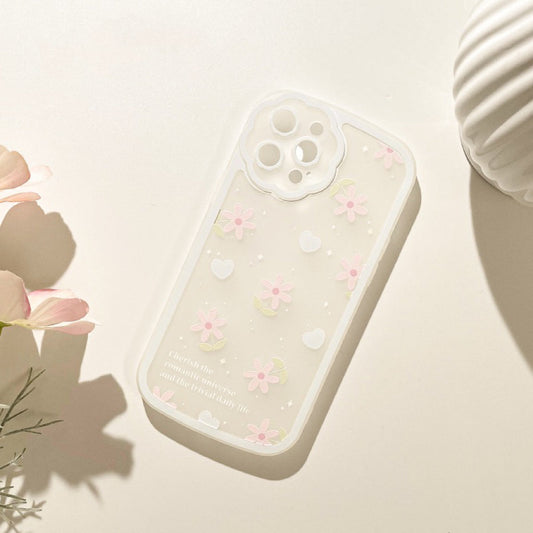 Korea Style Flower With Heart Lady iPhone Case XS XR X 11 12 13 14 Pro Promax KawaiiGiftLand