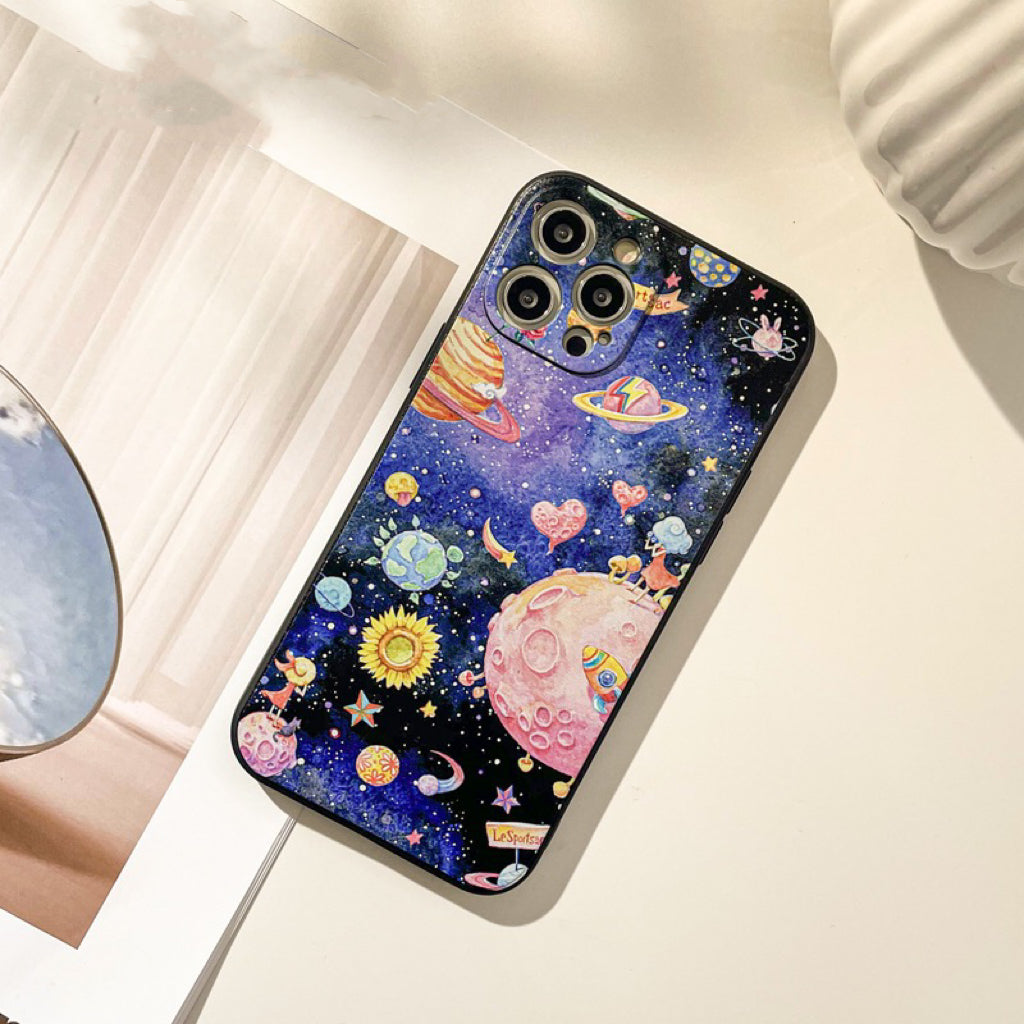 Girl Travel in Space iPhone Case 6 7 8 PLUS SE2 XS XR X 11 12 13 14 15 Pro Promax 12mini 13mini KawaiiGiftLand