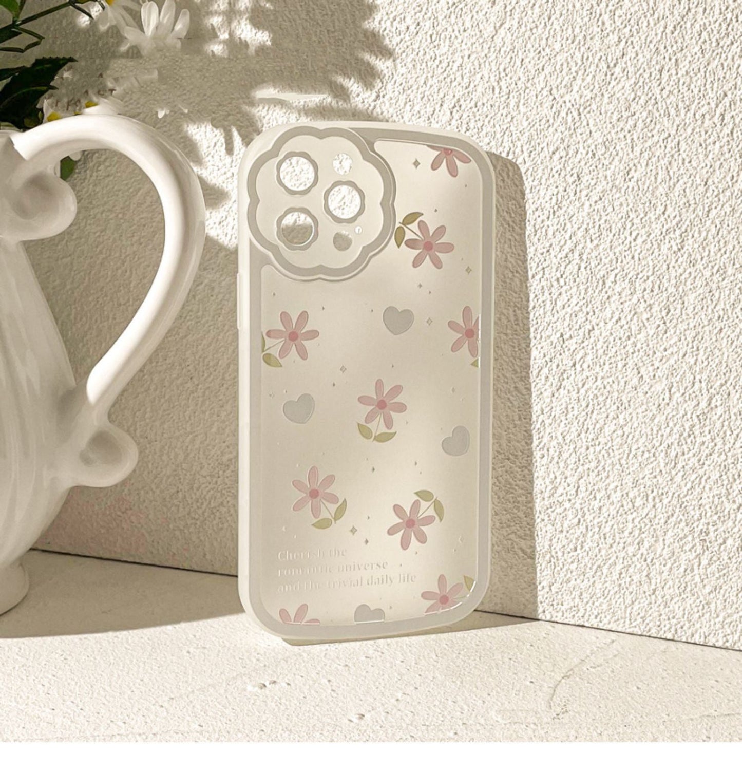Korea Style Flower With Heart Lady iPhone Case XS XR X 11 12 13 14 Pro Promax KawaiiGiftLand