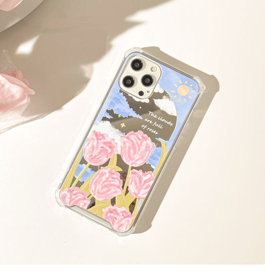 Tulip Field with Mirror iPhone Case XS XR X 11 12 13 14 15 Pro Promax 12mini 13mini KawaiiGiftLand