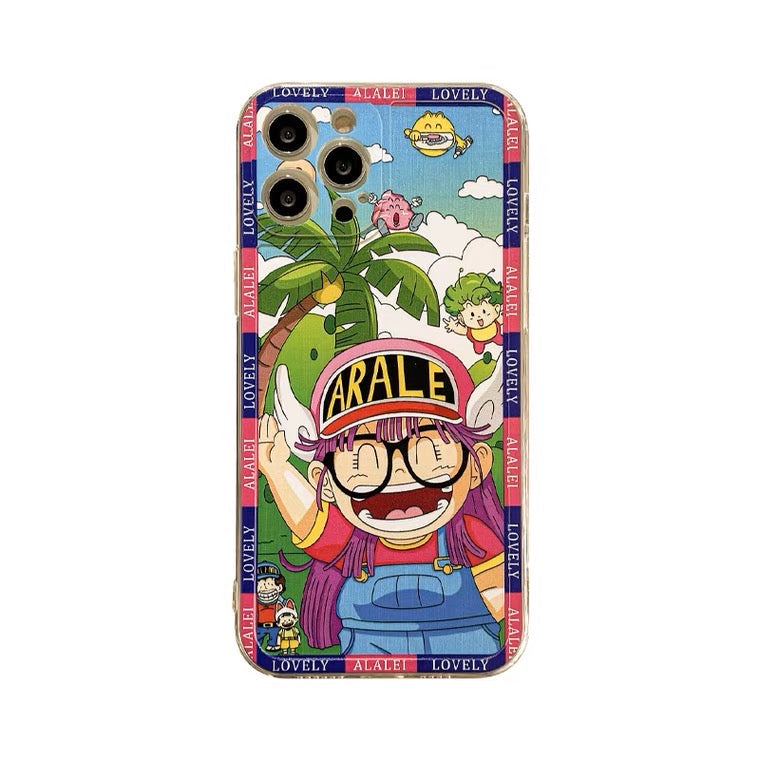 Japanese Cartoon Robot Girl Arale Say Hi iPhone Case 6 7 8 PLUS SE2 XS XR X 11 12 13 14 15 Pro Promax 12mini 13mini KawaiiGiftLand