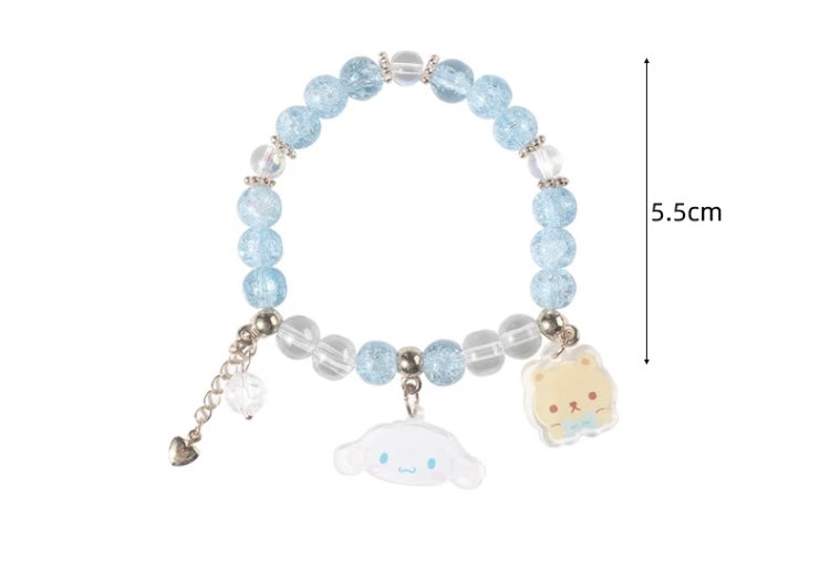 Sanrio Hello Kitty My Melody Kuromi Cinnamoroll Acrylic & Crystals Bracelet KawaiiGiftLand