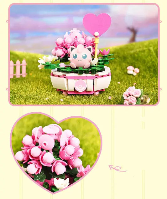 Pokemon Jigglypuff Flowerpot Potted Plant Building Blocks Toy Collections